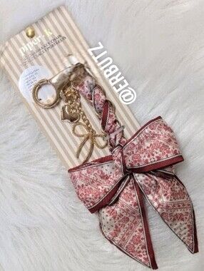 Piper K Black Chic Toile Satin Bow, Daisy & Heart Bag Charm Keychain ❤️🎀
